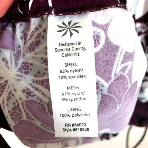 Athleta Purple Floral Ruched Tankini / Bikini Top - Picture 9 of 10